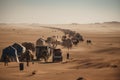 caravan of traders making their way across vast desert landscape