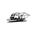 Caravan Trailer Monochrome Vector Isolated