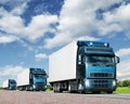 Caravan of trucks, cargo transportation concept Royalty Free Stock Photo
