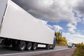 Caravan of trucks on highway Royalty Free Stock Photo