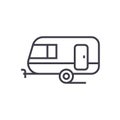 Caravan vector line icon, sign, illustration on background, editable strokes Royalty Free Stock Photo