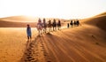 Caravan walking in Merzouga Royalty Free Stock Photo