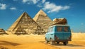 Caravane passing giza pyramids Royalty Free Stock Photo