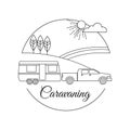 Caravaning tourism outline background Royalty Free Stock Photo