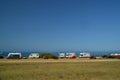 Caravans cars by the beach in summer holidays sea sun fun