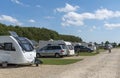 Caravans on a site in the Cotswolds region of England.