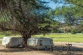 Caravans and springbok at resort at Boegoeberg Dam