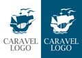 Caravel logo. Graphic sign of sailing ship