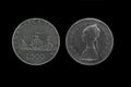 Caravels silver coins Royalty Free Stock Photo