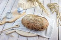 Caraway rye bread with rye flour, cob and heart spoon