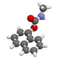 Carbaryl (carbaril) insecticide molecule (carbamate class). 3D rendering. Atoms are represented as spheres with conventional color Royalty Free Stock Photo