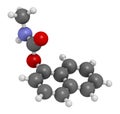 Carbaryl (carbaril) insecticide molecule (carbamate class). 3D rendering. Atoms are represented as spheres with conventional color Royalty Free Stock Photo