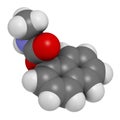 Carbaryl (carbaril) insecticide molecule (carbamate class). 3D rendering. Atoms are represented as spheres with conventional color Royalty Free Stock Photo