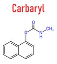 Carbaryl or carbaril insecticide molecule. Carbamate class. Skeletal formula. Royalty Free Stock Photo