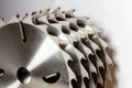 Carbide tipped saw blades for cutting wood closeup Royalty Free Stock Photo