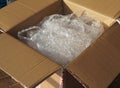 carboard box with bubble wrap Royalty Free Stock Photo