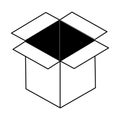 Carboard box open symbol isolated in black and white Royalty Free Stock Photo