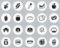Carbohydrate Food Icons Black & White Flat Design Circle Set Big Royalty Free Stock Photo