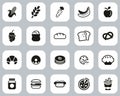 Carbohydrate Food Icons Black & White Flat Design Set Big Royalty Free Stock Photo