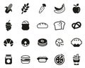 Carbohydrate Food Icons Black & White Set Big Royalty Free Stock Photo