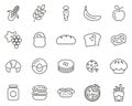 Carbohydrate Food Icons Thin Line Set Big Royalty Free Stock Photo