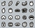 Carbohydrate Food Icons White On Black Sticker Set Big Royalty Free Stock Photo