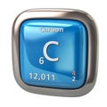 Carbon C chemical element from the periodic table blue icon