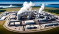 A carbon capture and storage CCS facility capturing CO2 emissions from industrial processes