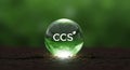 Carbon Capture and Storage (CCS) Technology Sphere: Innovation for Environmental Sustainability with CCS Symbol Royalty Free Stock Photo