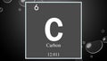 Carbon chemical element symbol on wide bubble background