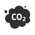 Carbon CO2 pollution emission cloud vector icon, dioxide smoke exhaust bubble flat symbol illustration design isolated Royalty Free Stock Photo