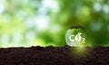 Carbon credit concept. Tradable certificate to drive industrial process in the direction of low emissions. Royalty Free Stock Photo