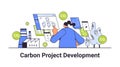 carbon credit project development concept businesswoman analyzing data responsibility of co2 emission environment Royalty Free Stock Photo
