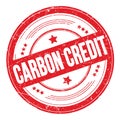 CARBON CREDIT text on red round grungy stamp