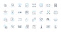 Carbon dating linear icons set. Radiocarbon, Isotopes, Decay, fossils, accuracy, geochronology, calibration line vector