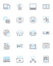 Carbon dating linear icons set. Radiocarbon, Isotopes, Decay, fossils, accuracy, geochronology, calibration line vector Royalty Free Stock Photo