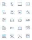 Carbon dating linear icons set. Radiocarbon, Isotopes, Decay, fossils, accuracy, geochronology, calibration line vector