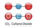 Carbon dioxide atom model co2 red blue illustration Royalty Free Stock Photo