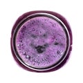 Carbon dioxide bubbles, byproduct of fermentation rise from blue cabbage Royalty Free Stock Photo