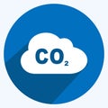 Carbon Dioxide Gas Icon in trendy long shadow style isolated on soft blue background Royalty Free Stock Photo