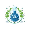 Carbon Dioxide Molecule in Beaker Surrounded by Leaves and Water Illustration Royalty Free Stock Photo