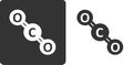 Carbon dioxide molecule, , flat icon style. Stylized rendering. Atoms shown as circles. Royalty Free Stock Photo