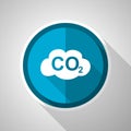 Carbon dioxide symbol, flat design vector blue icon with long shadow Royalty Free Stock Photo