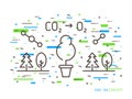 Carbon dioxide to oxygen linear vector illustration