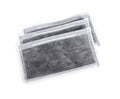 Carbon disposable fiber face masks isolated on white background. filtering carbon face mask for corona virus covid-19 protection