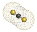Carbon disulfide (CS2) molecule. Liquid used for fumigation and as insecticide Royalty Free Stock Photo
