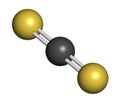 Carbon disulfide (CS2) molecule. Liquid used for fumigation and as insecticide Royalty Free Stock Photo