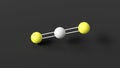 carbon disulfide molecule, molecular structure, building block, ball and stick 3d model, structural chemical formula with colored