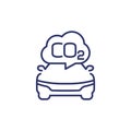 carbon emissions of a car line icon