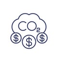 carbon emissions cost line icon